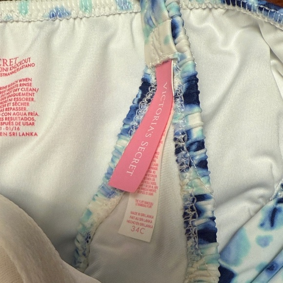 Victoria’s Secret Blue Tie-Dye Strapless Bikini Set Size Medium Underwire 34C - Picture 3 of 6